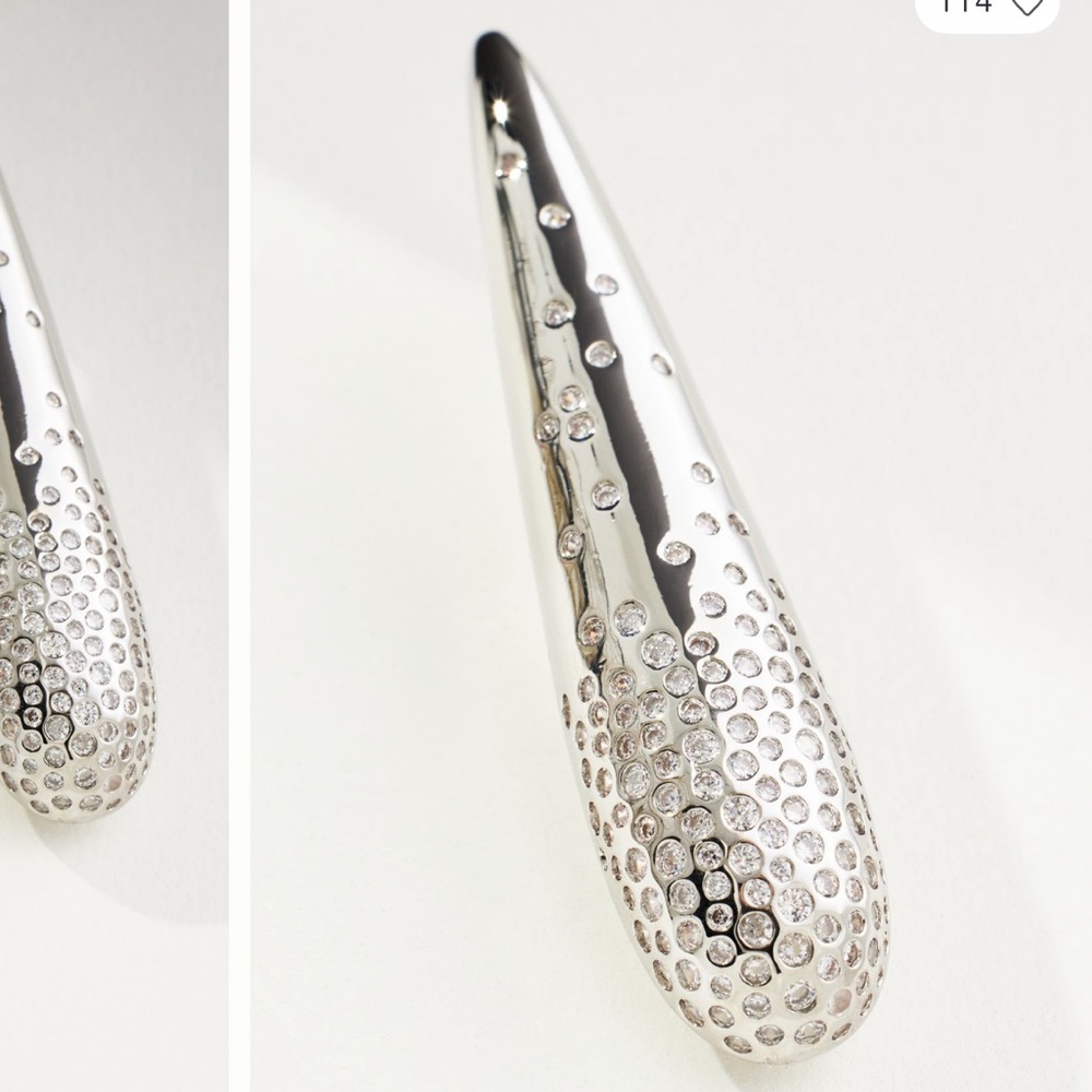 Anthropologie Pave Triangle Drop Earrings NWT Silver Neutral